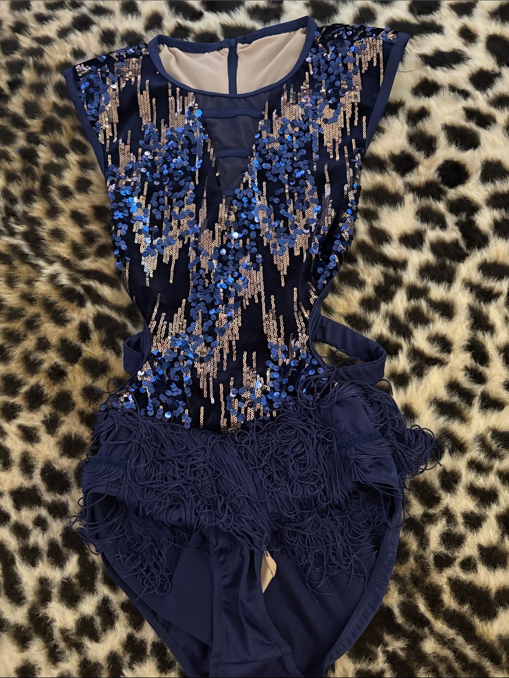 Navy Sequin & Fringe One-Piece Costume